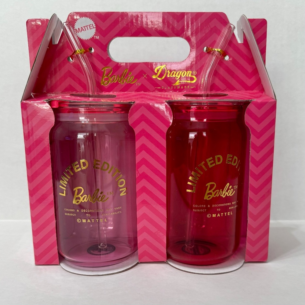 Barbie Tumblers / Glass / Limited Edition x Dragon Set of 2 / Pink Glasses